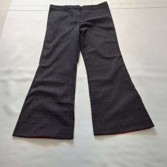 Tahari Faded Black Jaquard Bell Bottom Vintage Pants Sz M Peek A Boo Red Lining - Picture 5 of 14